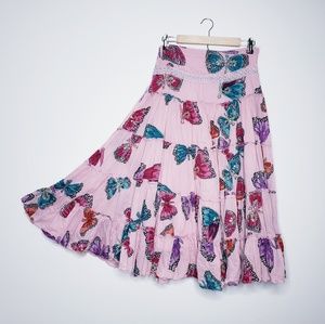 Kaktus Butterfly Pink Maxi Boho Skirt SM